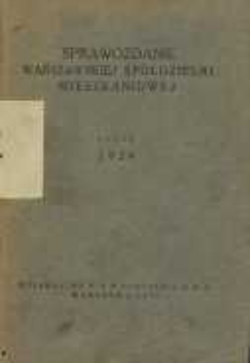 Sprawozdanie z działalności w roku 1929 - Warszawska Spółdzielnia Mieszkaniowa