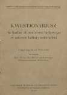 Kwestjonariusz do badań słownictwa ludowego w zakresie kultury materjalnej