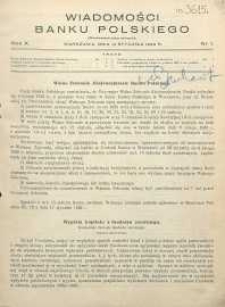 Wiadomości Banku Polskiego, 1933, R. 10, nr 1