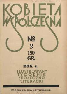 Kobieta wsp&oacute;łczesna : Ilustrowany tygodnik społeczno-literacki, 1930, R. 4, nr 2