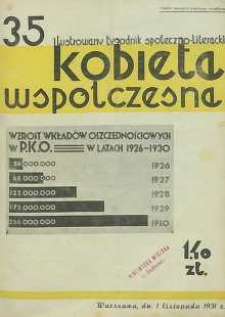 Kobieta wsp&oacute;łczesna : Ilustrowany tygodnik społeczno-literacki, 1931, R. 5, nr 35