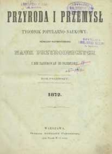 Przyroda i Przemysł, 1872, R. 1, Spis rzeczy