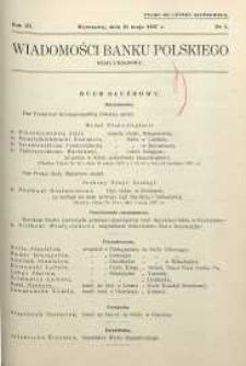 Wiadomości Banku Polskiego : Dział urzędowy, 1937, R. 3, nr 5