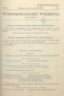 Wiadomości Banku Polskiego : Dział urzędowy, 1937, R. 3, nr 9