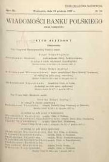 Wiadomości Banku Polskiego : Dział urzędowy, 1937, R. 3, nr 12