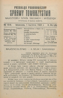 Przegląd Pedagogiczny, 1922, R. 41, nr 13