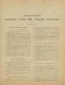 Przegląd Lekarski, 1874, R. 13, Spis rzeczy