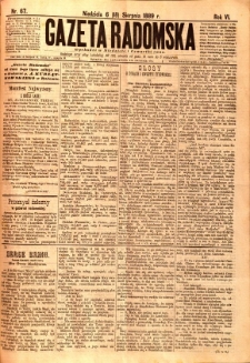 Gazeta Radomska, 1889, R. 6, nr 67