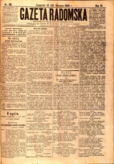 Gazeta Radomska, 1889, R. 6, nr 68