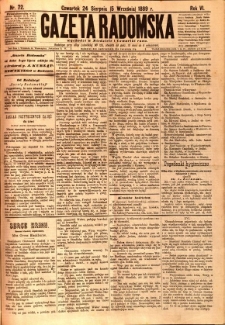 Gazeta Radomska, 1889, R. 6, nr 72