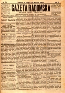 Gazeta Radomska, 1889, R. 6, nr 74