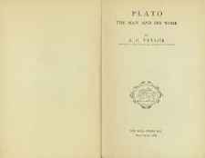 Plato : the man and his work