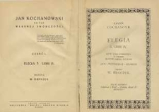 Jan Kochanowski na tle własnej twórczości Cz. 1, Elegia 3 Libri IV