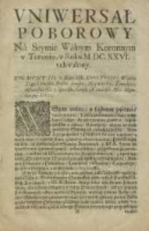 Uniwersał Poborowy Na Seymie Walnym Koronnym w Toruniu, w Roku M.DC.XXVI. uchwalony