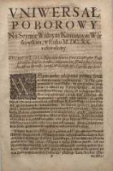 Uniwersał Poborowy Na Seymie Walnym Koronnym Warszawskim, w Roku M.DC.XX. uchwalony