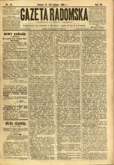 Gazeta Radomska, 1890, R. 7, nr 16