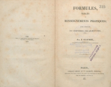Formules, tables et renseignements practiques : aide-mémoire des ingénieurs, des architectes etc.