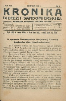 Kronika Diecezji Sandomierskiej, 1920, R. 13, nr 8