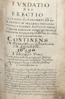 Fundatio seu Erectio…