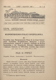 Kronika Diecezji Sandomierskiej, 1930, R. 23, nr 7/8