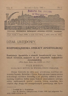 Kronika Diecezji Sandomierskiej, 1948, R. 41, nr 1