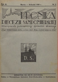 Kronika Diecezji Sandomierskiej, 1949, R. 42, nr 2
