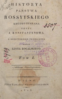 Historya państwa Rossyyskiego krótko zebrana T. 1