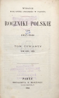 Roczniki Polskie z lat 1857-1861 T. 4