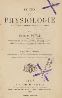 Cours de physiologie d'après l'enseignement du professeur Küss