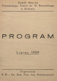 Program teatralny : Lipiec 1959