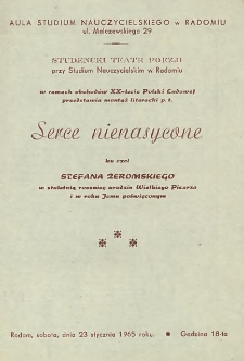 Studencki Teatr Pozezji „Serce nienasycone”