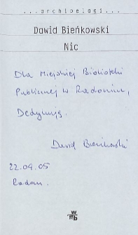 Dawid Bieńkowski - autograf