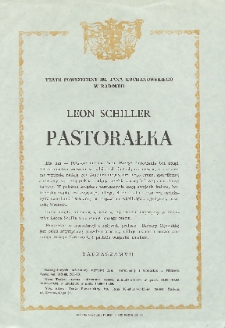 [Plakat : Leon Schiller „Pastorałka”] / Teatr Powszechny im. Jana Kochanowskiego w Radomiu