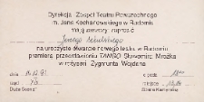 [Zaproszenie dla Jerzego Sekulskiego na uroczyste otwarcie nowego teatru premierą przedstawienia „Tango"]/ Teatr Powszechny im. Jana Kochanowskiego w Radomiu