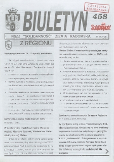 Biuletyn NSZZ "Solidarność" Ziemia Radomska, 2000, nr 458