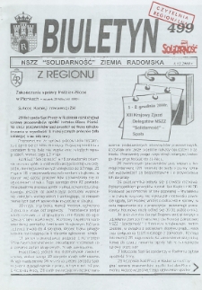 Biuletyn NSZZ "Solidarność" Ziemia Radomska, 2000, nr 499