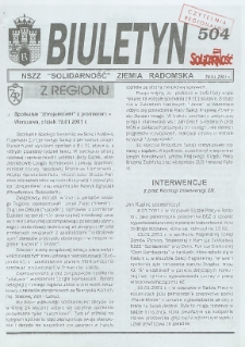Biuletyn NSZZ "Solidarność" Ziemia Radomska, 2001, nr 504