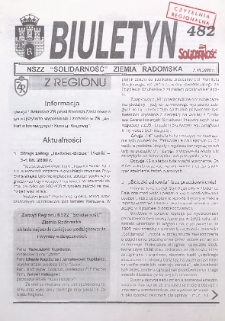 Biuletyn NSZZ "Solidarność" Ziemia Radomska, 2000, nr 482