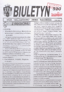 Biuletyn NSZZ "Solidarność" Ziemia Radomska, 2001, nr 520