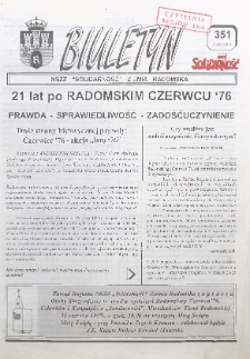 Biuletyn NSZZ "Solidarność" Ziemia Radomska, 1997, nr 351