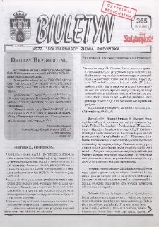Biuletyn NSZZ "Solidarność" Ziemia Radomska, 1997, nr 365
