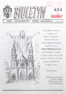 Biuletyn NSZZ "Solidarność" Ziemia Radomska, 1999, nr 424