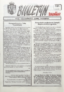 Biuletyn NSZZ "Solidarność" Ziemia Radomska, 1993, nr 191