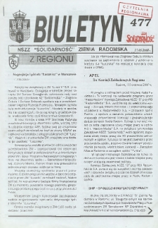 Biuletyn NSZZ "Solidarność" Ziemia Radomska, 2000, nr 477