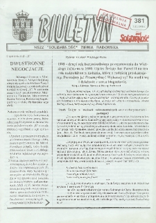 Biuletyn NSZZ "Solidarność" Ziemia Radomska, 1998, nr 381