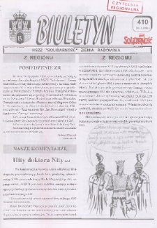 Biuletyn NSZZ "Solidarność" Ziemia Radomska, 1998, nr 410