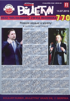 Biuletyn NSZZ "Solidarność" Ziemia Radomska, 2015, nr 770