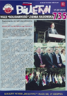 Biuletyn NSZZ "Solidarność" Ziemia Radomska, 2012, nr 735