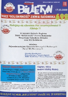 Biuletyn NSZZ "Solidarność" Ziemia Radomska, 2009, nr 692