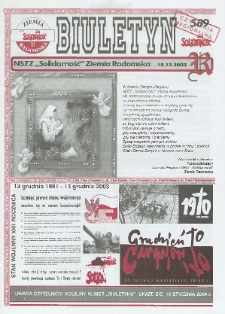 Biuletyn NSZZ "Solidarność" Ziemia Radomska, 2003, nr 589